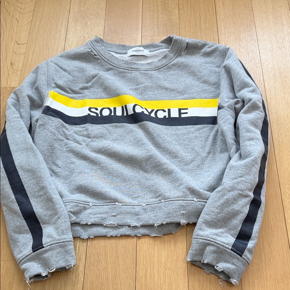 SoulCycle Gray Crewneck with Yellow and Black Accents